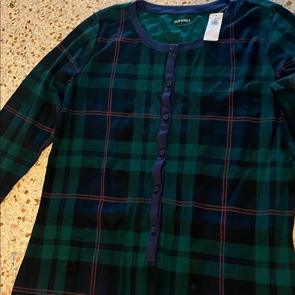 Green and Blue Plaid Adult Sleep Jumpsuit